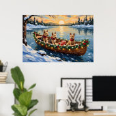 Wire Fox Terrier Christmas Boat Holiday Poster (Thuiskantoor)