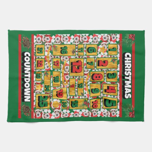 Wire Fox Terrier Coundown met Kerstmis Advent Dog Theedoek (Horizontaal)