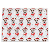 Wire Fox Terrier Dog Breed Christmas Stars Groot Cadeauzakje (Voorkant)