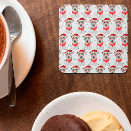 Wire Fox Terrier Dog Breed Christmas Stars Vierkante Kartonnen Onderzetter