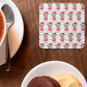 Wire Fox Terrier Dog Breed Christmas Stars Vierkante Kartonnen Onderzetter