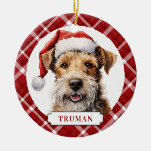 Wire Fox Terrier Dog Ceramic Circle Ornament