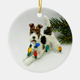Wire Fox Terrier Dog Ceramic Ornament