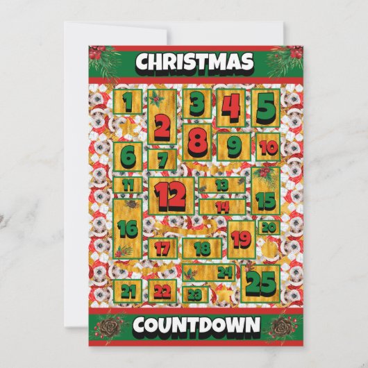 Wire Fox Terrier Dog Coundown met Kerstmis Advent Feestdagenkaart (Voorkant)