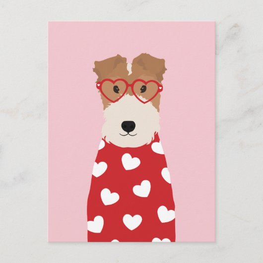 Wire Fox Terrier Dog Heart Glasses Briefkaart (Voorkant)