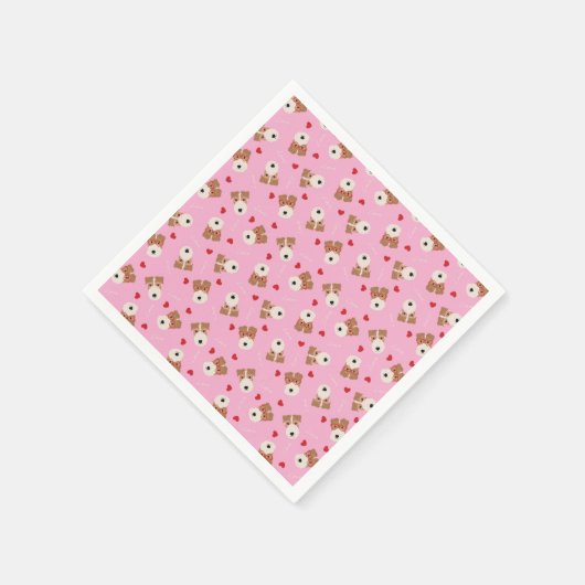 Wire Fox Terrier Dog Heart Glasses roze Servet (Hoek)