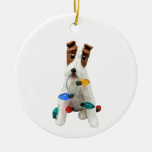 Wire Fox Terrier Dog kerstversiering Keramisch Ornament