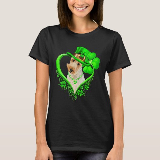 Wire Fox Terrier Dog St Patricks Day Lover Irish S T-shirt (Voorkant)