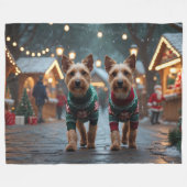 Wire Fox Terrier Dogs Christmas Snow Holiday Fleece Deken (Voorkant (Horizontaal))