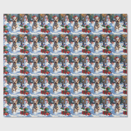 Wire Fox Terrier Hardloopsneeuw met kerst Pet Cadeaupapier (Vlak)