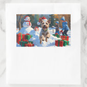 Wire Fox Terrier Hardloopsneeuw met kerst Pet Rechthoekige Sticker (Tas)