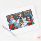 Wire Fox Terrier Hardloopsneeuw met kerst Pet Rechthoekige Sticker (Envelop)