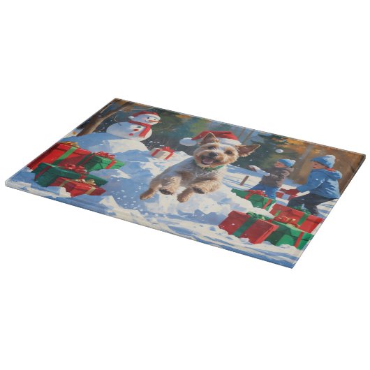 Wire Fox Terrier Hardloopsneeuw met kerst Pet Snijplank (Hoek)