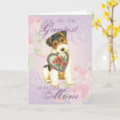 Wire Fox Terrier Heart Mam Kaart (Gele Bloem)