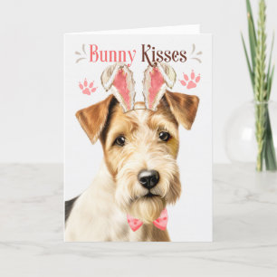 Wire Fox Terrier Hond Bunny Oars voor Pasen Feestdagen Kaart