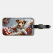 Wire Fox Terrier Hond Kerstfeest Bagagelabel (Achterkant horizontaal)