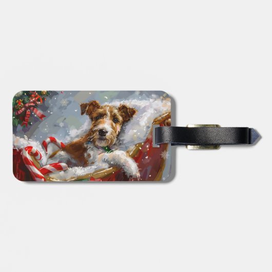 Wire Fox Terrier Hond Kerstfeest Bagagelabel (Achterkant horizontaal)