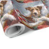 Wire Fox Terrier Hond Kerstfeest Cadeaupapier (Rol Hoek)