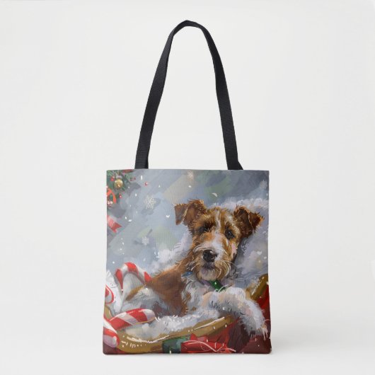 Wire Fox Terrier Hond Kerstfeest Draagtas (Voorkant)