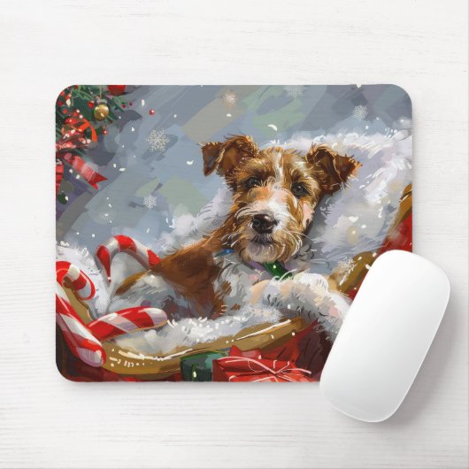 Wire Fox Terrier Hond Kerstfeest Muismat (Met muis)