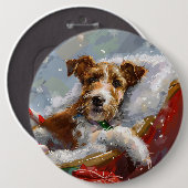 Wire Fox Terrier Hond Kerstfeest Ronde Button 6,0 Cm (Voorkant /achterkant)