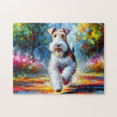 Wire Fox Terrier Hond Portret Acryl Art Print Legpuzzel (Horizontaal)