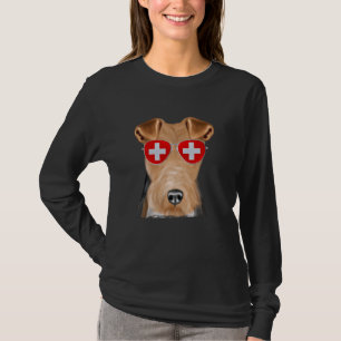 Wire Fox Terrier Hond Zwitserland Vlag Zonnebril T-shirt