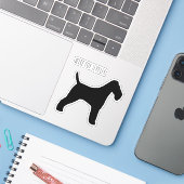 Wire Fox Terrier Hondensilhouet Vinyl Sticker (Laptop met iPhone)