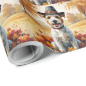 Wire Fox Terrier in de herfst verlaat Thanksgiving Cadeaupapier (Rol Hoek)
