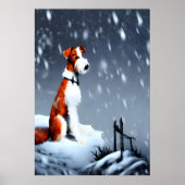 Wire Fox Terrier in de sneeuw | AI Art Poster (Voorkant)
