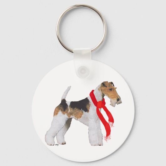 Wire Fox Terrier in een Scarf Sleutelhanger (Voorkant)