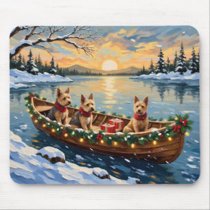 Wire Fox Terrier Kerstboot Vakantie Muismat