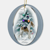 Wire Fox Terrier-kerstcadeautjes Keramisch Ornament (Links)