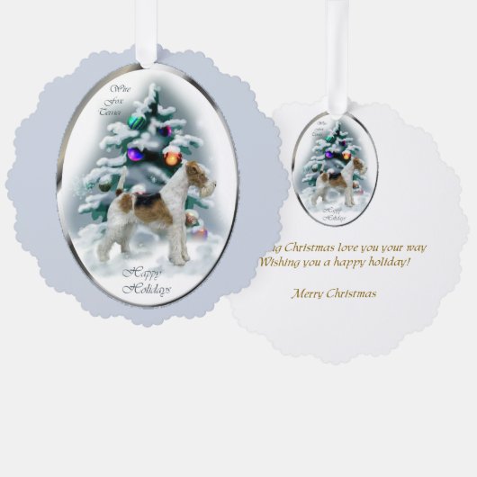 Wire Fox Terrier-kerstcadeautjes Ornament Kaart (Voorkant / Achterkant)