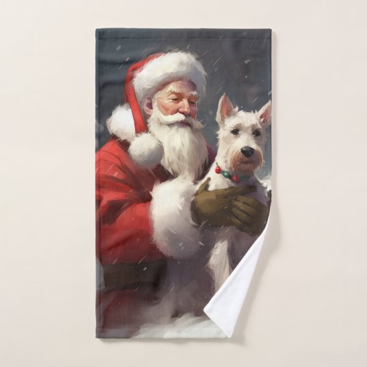 Wire Fox Terrier Kerstman Feestelijke Kerstmis Bad Handdoek (Handdoek)