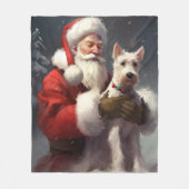Wire Fox Terrier Kerstman Feestelijke Kerstmis Fleece Deken (Voorkant)