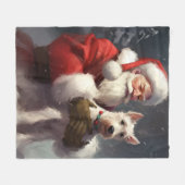 Wire Fox Terrier Kerstman Feestelijke Kerstmis Fleece Deken (Voorkant (Horizontaal))