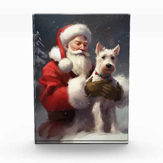 Wire Fox Terrier Kerstman Feestelijke Kerstmis Fotoblokken (Voorkant)
