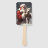 Wire Fox Terrier Kerstman Feestelijke Kerstmis Handwaaier (Voorkant)