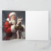 Wire Fox Terrier Kerstman Feestelijke Kerstmis Kaart (Binnen)