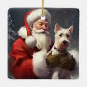 Wire Fox Terrier Kerstman Feestelijke Kerstmis Keramisch Ornament (Achterkant)