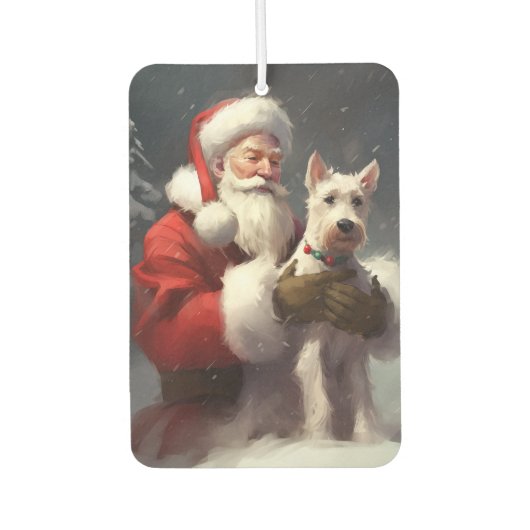 Wire Fox Terrier Kerstman Feestelijke Kerstmis Luchtverfrisser (Voorkant)