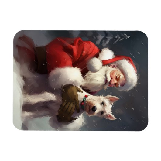 Wire Fox Terrier Kerstman Feestelijke Kerstmis Magneet (Horizontaal)