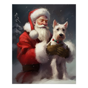Wire Fox Terrier Kerstman Feestelijke Kerstmis Perfect Poster