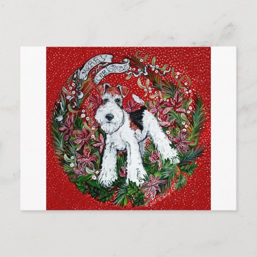 Wire Fox Terrier Kerstmis Feestdagenkaart (Voorkant)