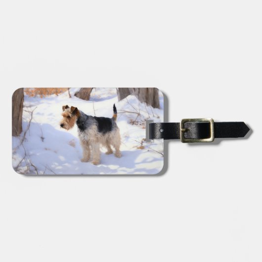 Wire Fox Terrier Laat het sneeuwen Kerstmis Bagagelabel (Voorkant horizontaal)