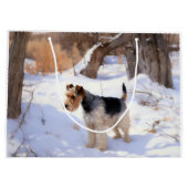 Wire Fox Terrier Laat het sneeuwen Kerstmis Groot Cadeauzakje (Achterkant)