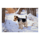 Wire Fox Terrier Laat het sneeuwen Kerstmis Perfect Poster (Voorkant)