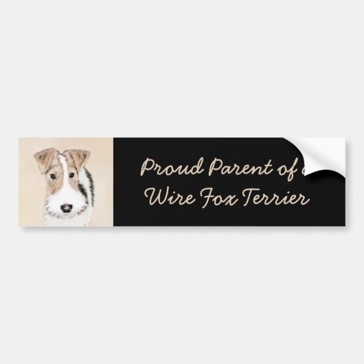 Wire fox terrier Painting - Cute Original Dog Art Bumpersticker (Voorkant)