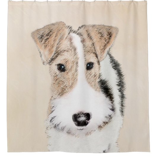 Wire fox terrier Painting - Cute Original Dog Art Douchegordijn (Voorkant)